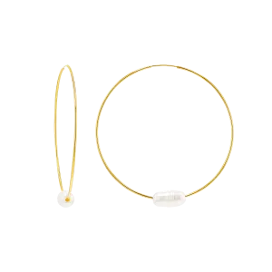 Pearl Accent Endless Hoop Earrings