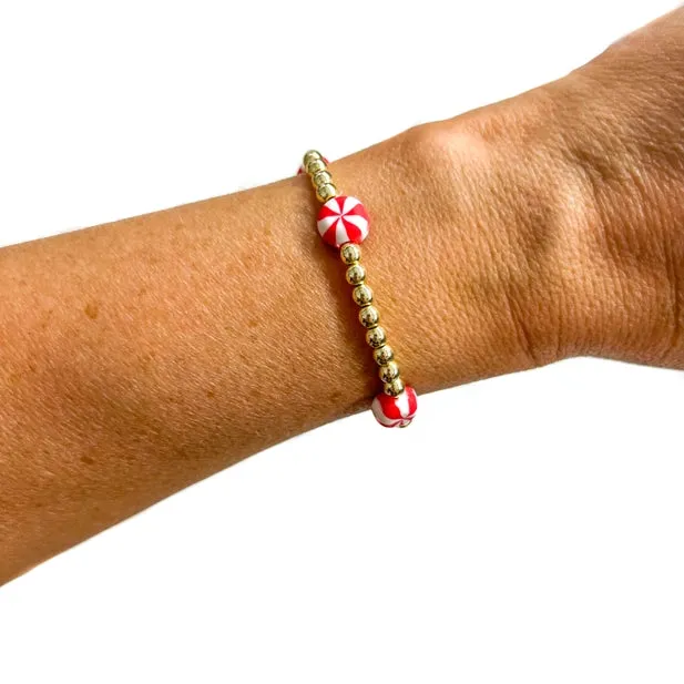 Peppermint Gold Beaded Bracelet