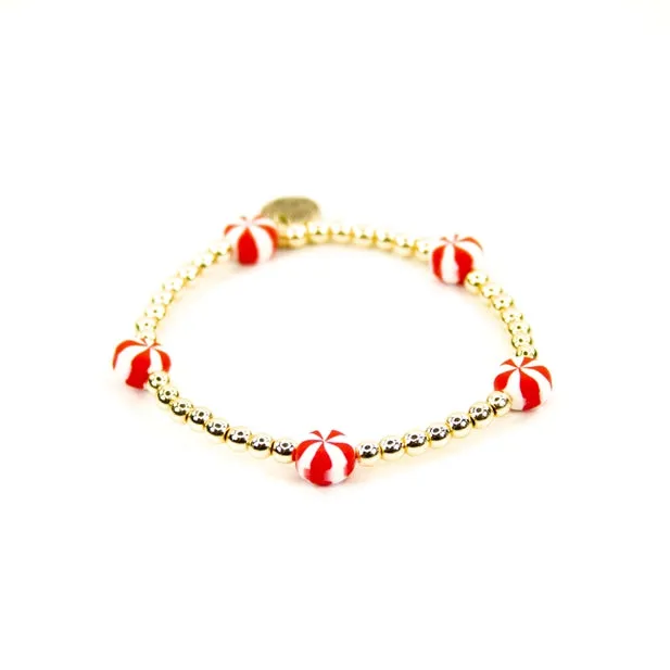 Peppermint Gold Beaded Bracelet