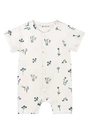 Playsuit short Plants Delight organic muslin