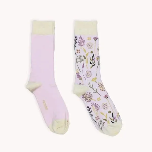 Pokoloko - 2 Pack Pima Socks Botanical & Solid Rosee S/M