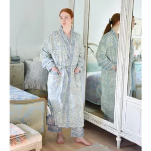 Powell Craft Cornflower Blue Floral Print Dressing Gown