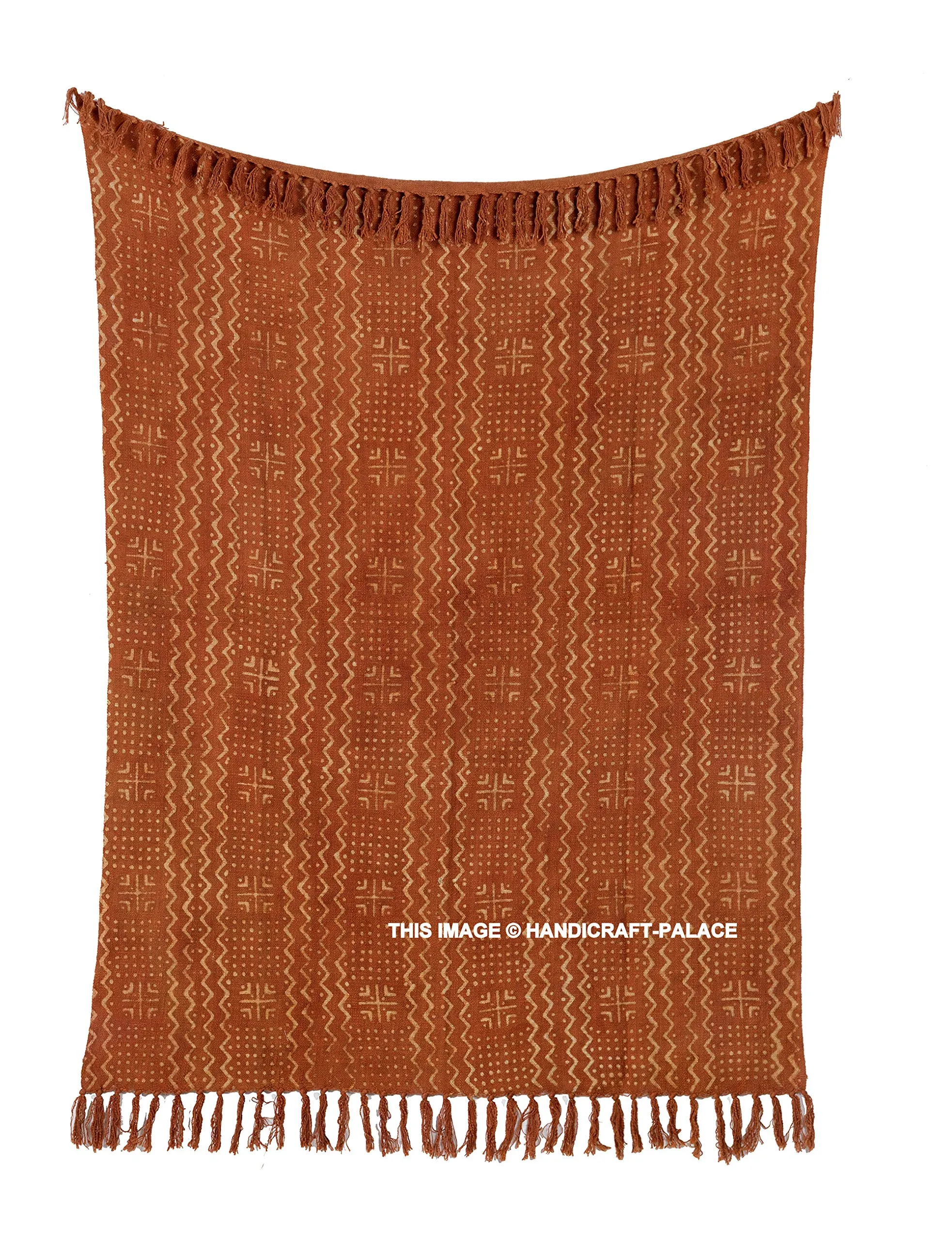 Ravaiyaa - Attitude is everything Traditional Pure Cotton Bedding Throw Handmade Abstract Design Blanket Hand Block Printed Throws (Brown)