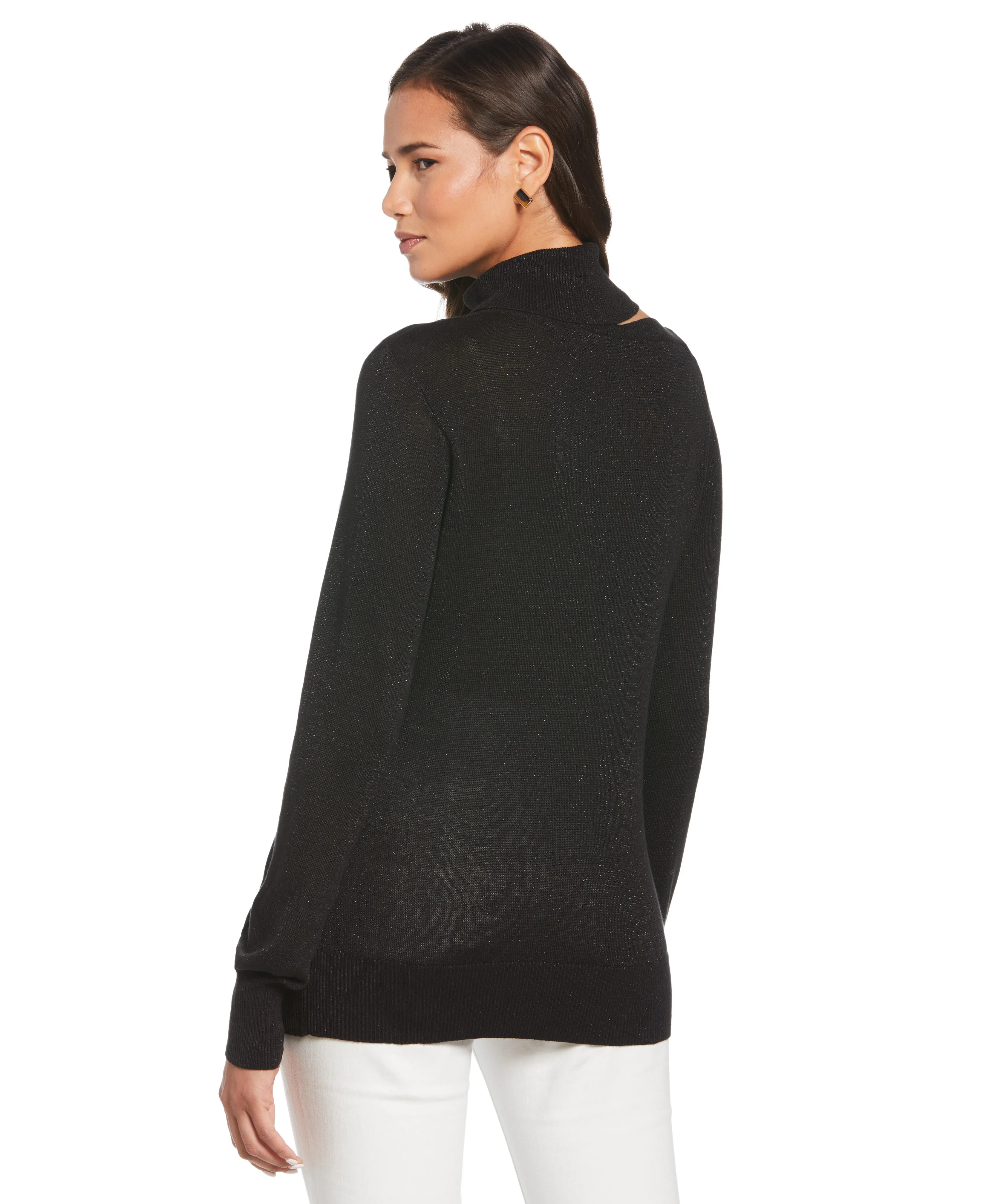 Rib Trim Cut Out Sweater