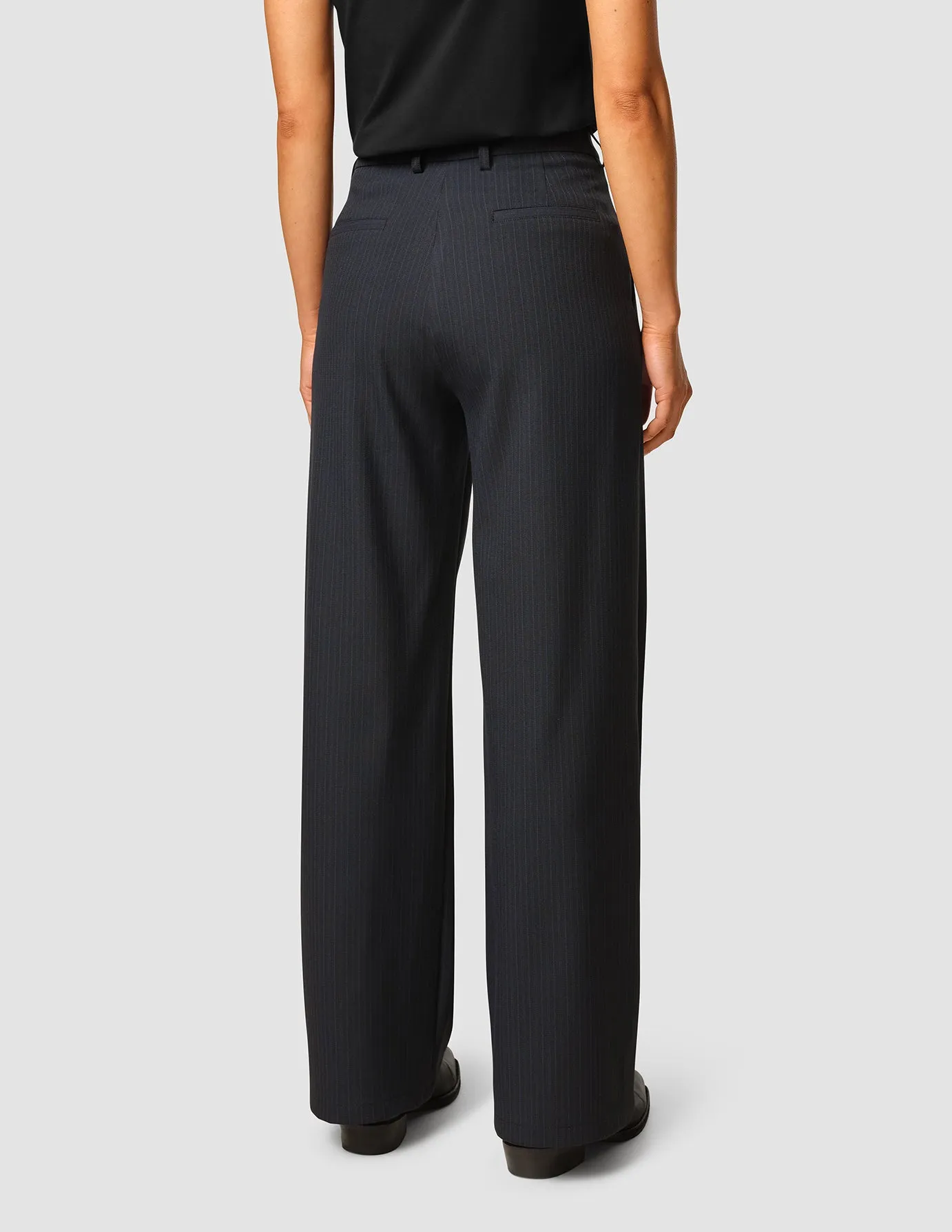 Serene Pants Wide Black Night Pinstripe