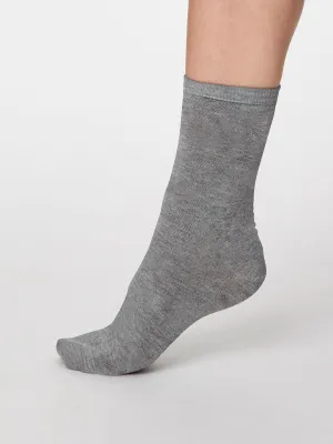 Solid Jackie Socks - Mid Grey Marle