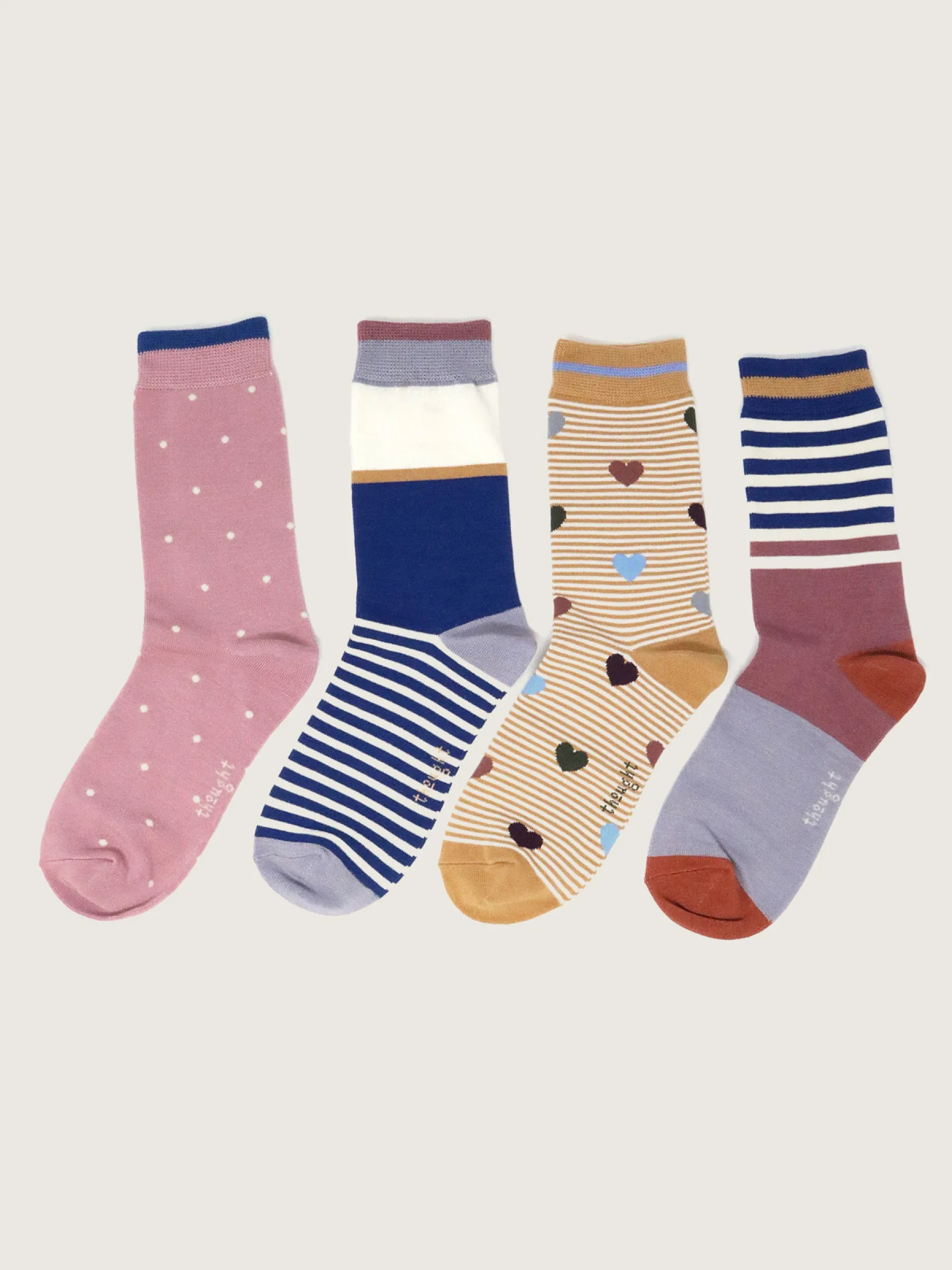 Spot And Stripe Box Of 4 Socks - Multi