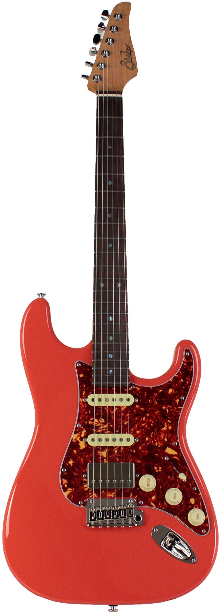 Suhr Select Classic S HSS Guitar, Roasted Flamed Neck, Fiesta Red, Rosewood