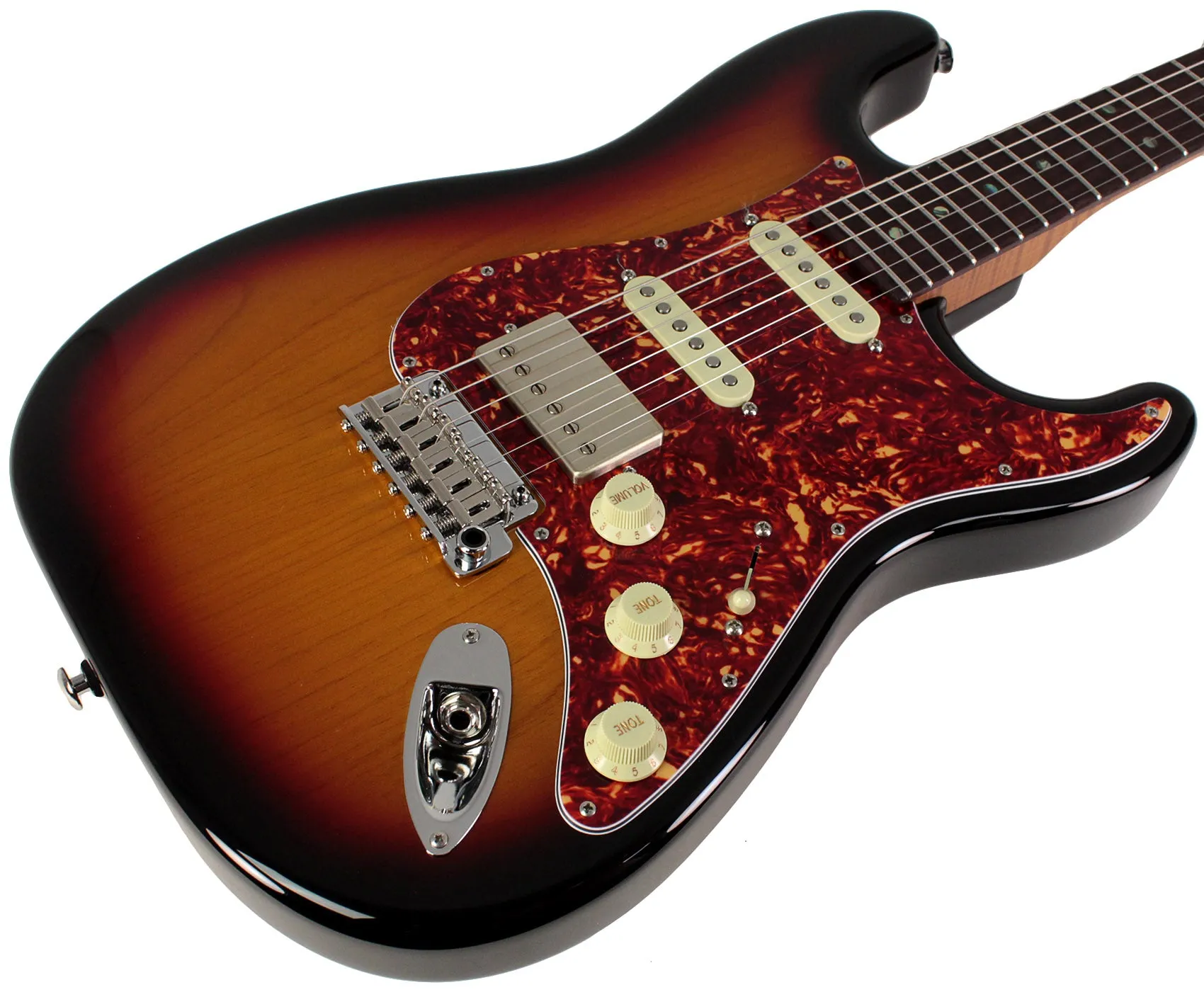 Suhr Select Classic S HSS Guitar, Roasted Neck, 3-Tone Burst, Tortoise Shell