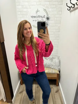 Sweetheart Chenille Hoodie - Fuchsia