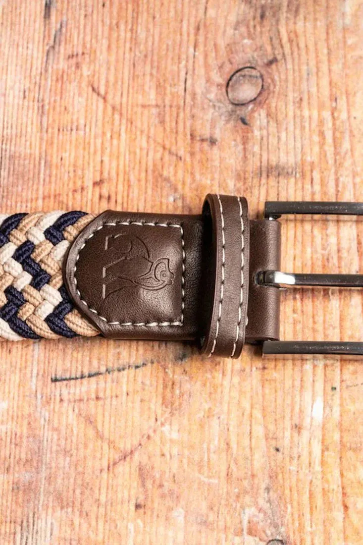 Swole Panda Navy / Beige Zigzag Woven Belt