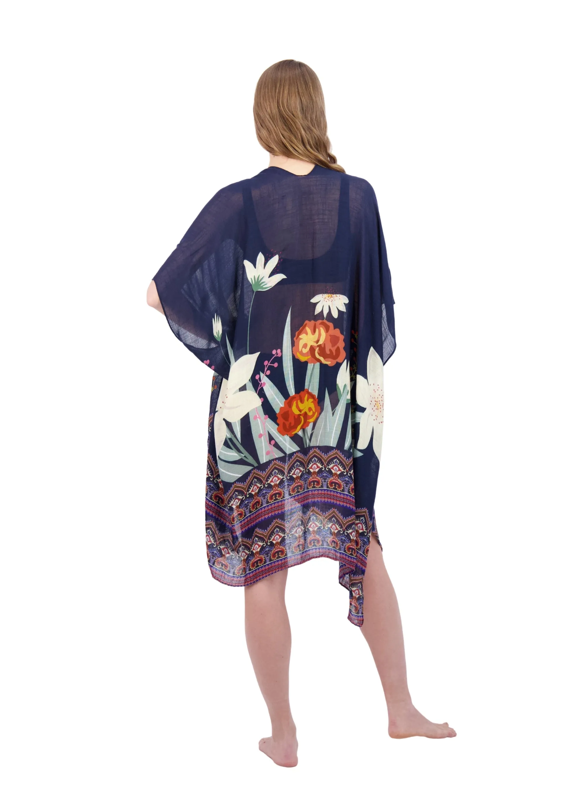 Tahari Women's 100% Viscose Lightweight Tropical Print Kimono