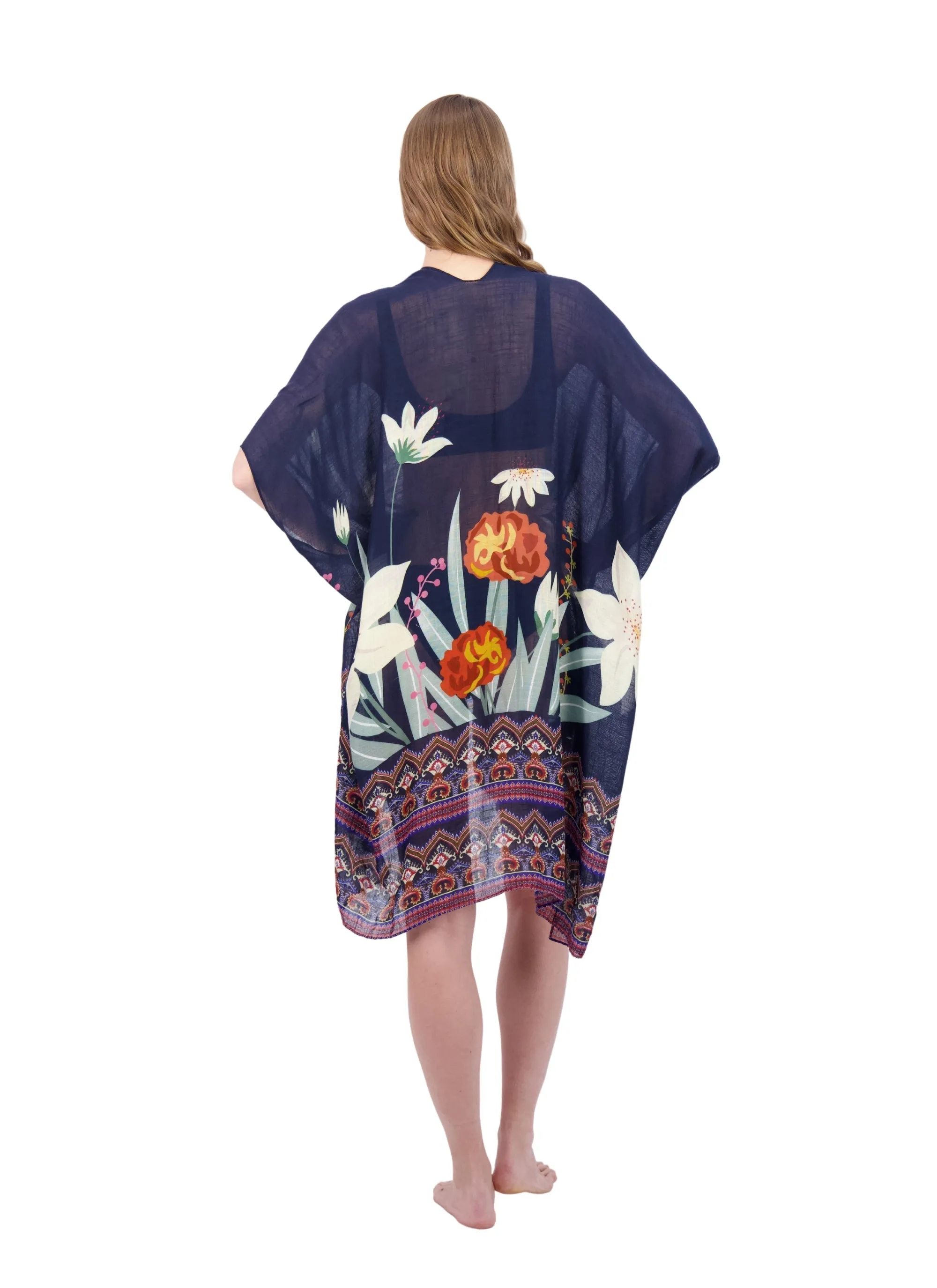 Tahari Women's 100% Viscose Lightweight Tropical Print Kimono