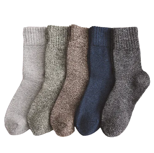 Thick Wool Socks Men, Soft Thermal Lamb Wool Knitted, Fuzzy, Breathable, 6-Pair