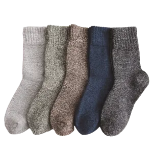 Thick Wool Socks Men, Soft Thermal Lamb Wool Knitted, Fuzzy, Breathable, 6-Pair