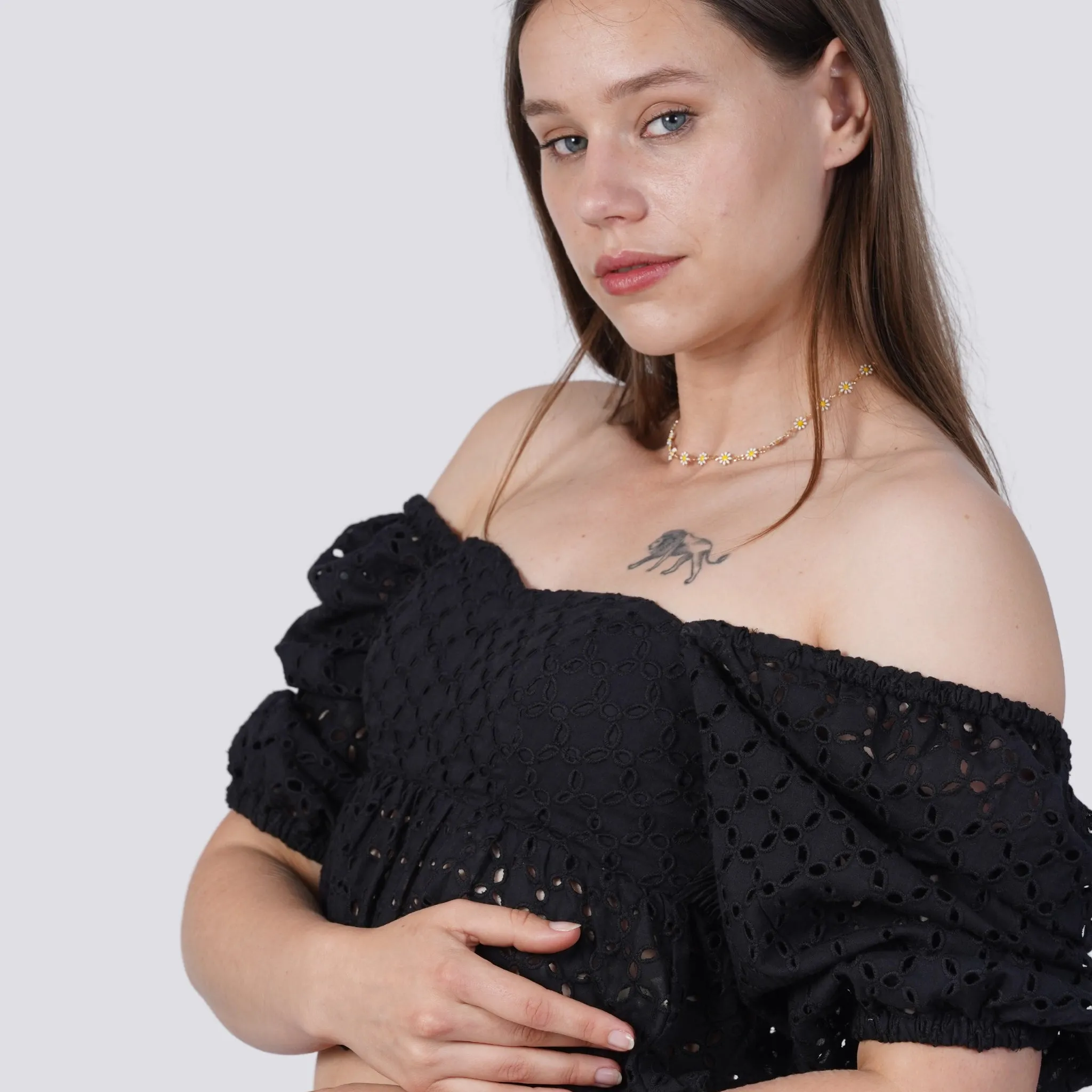 Timeless Allure in Black: Black Lace Enchantment Blouse