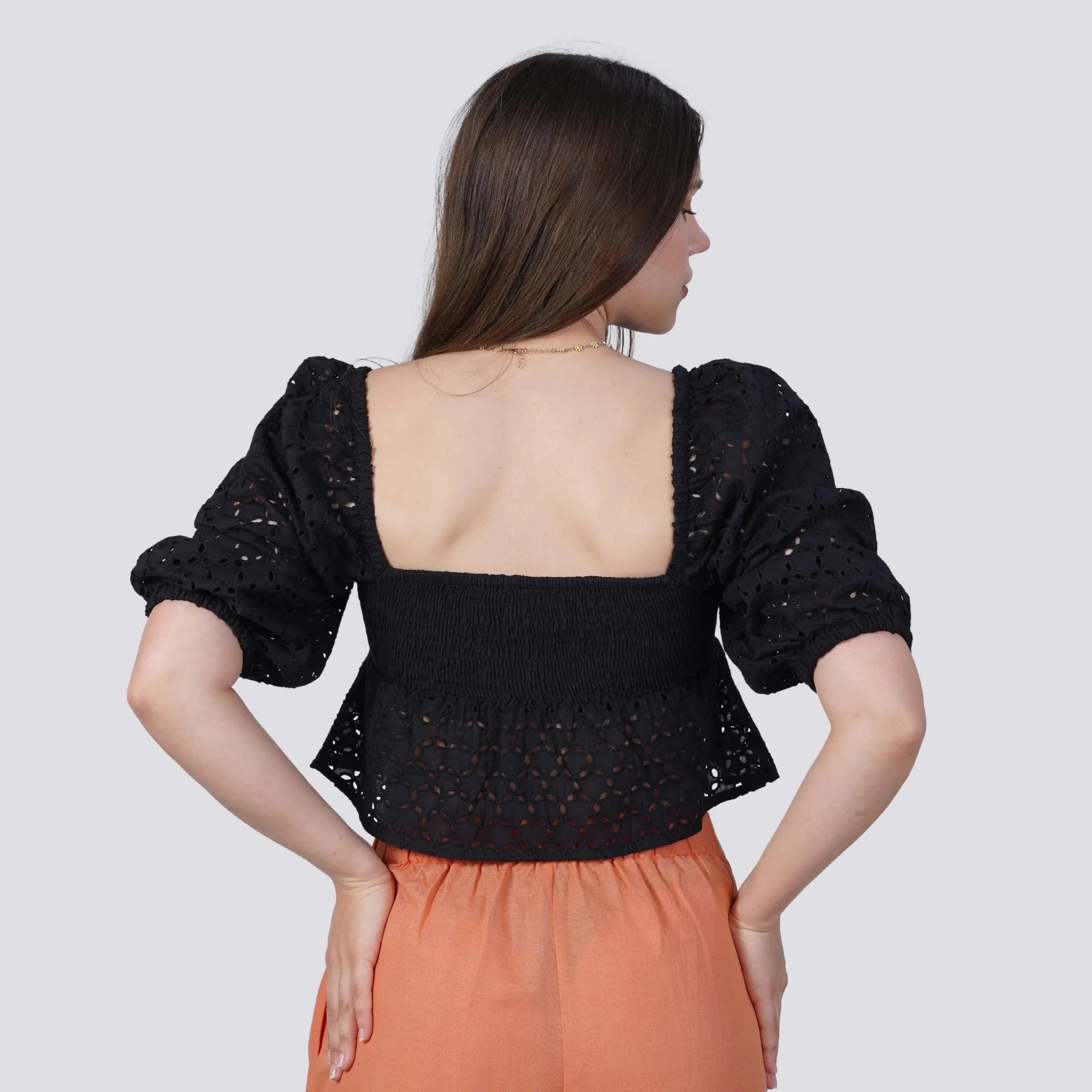 Timeless Allure in Black: Black Lace Enchantment Blouse