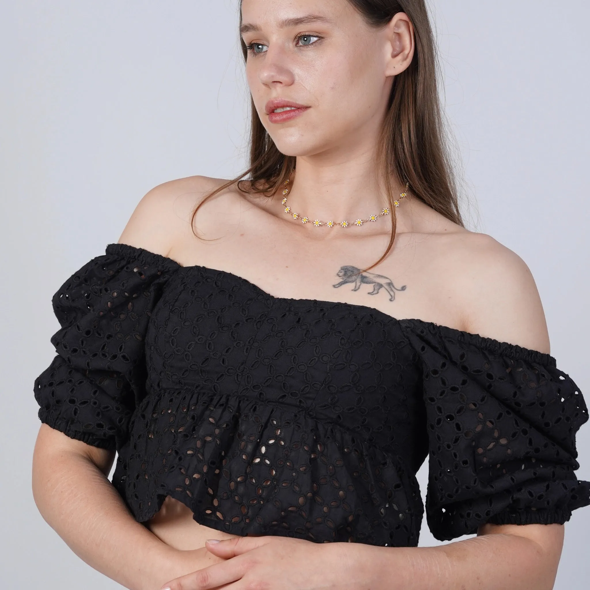 Timeless Allure in Black: Black Lace Enchantment Blouse