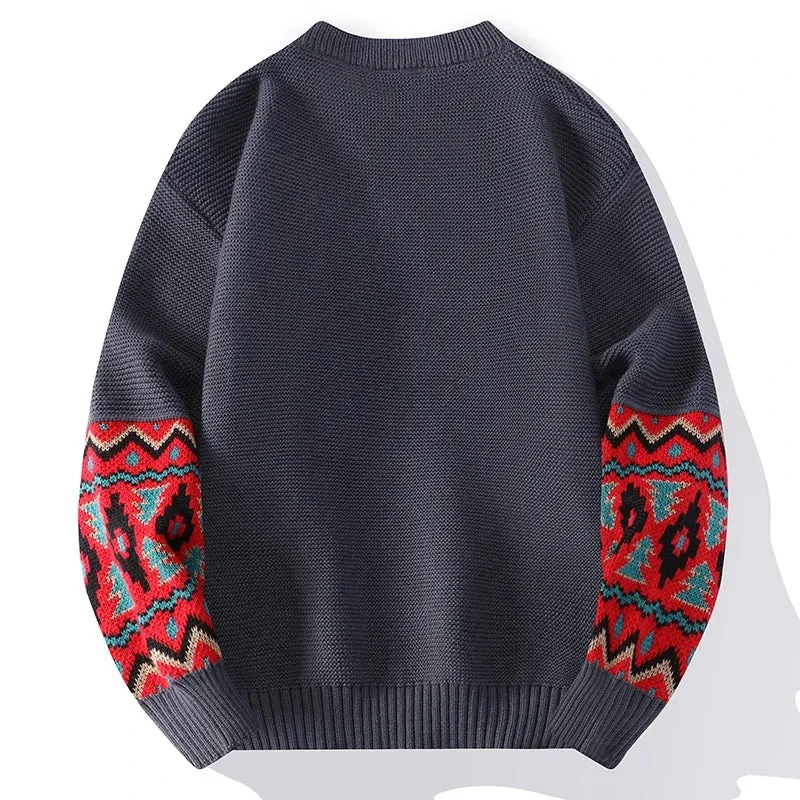 Tribal Patchwork Pattern Thick Sweater