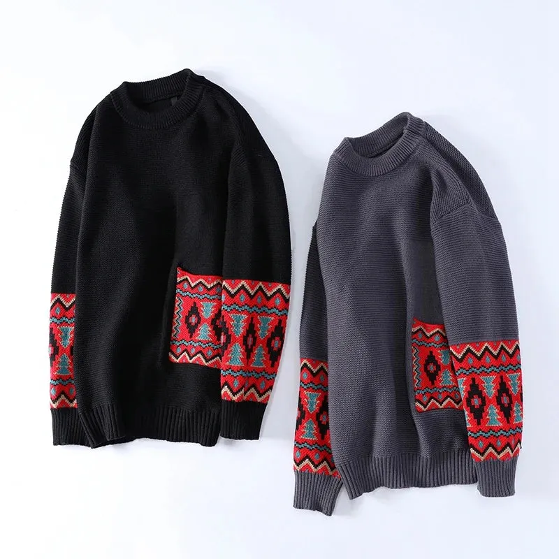 Tribal Patchwork Pattern Thick Sweater