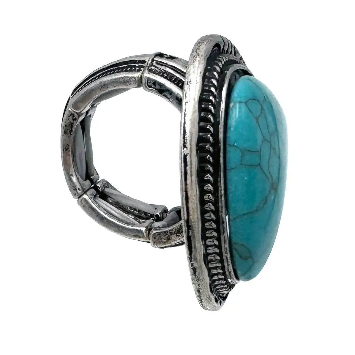 Trillion Shape Turquoise Large Stretch Ring