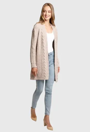 Twist Knit Cardigan-Beige