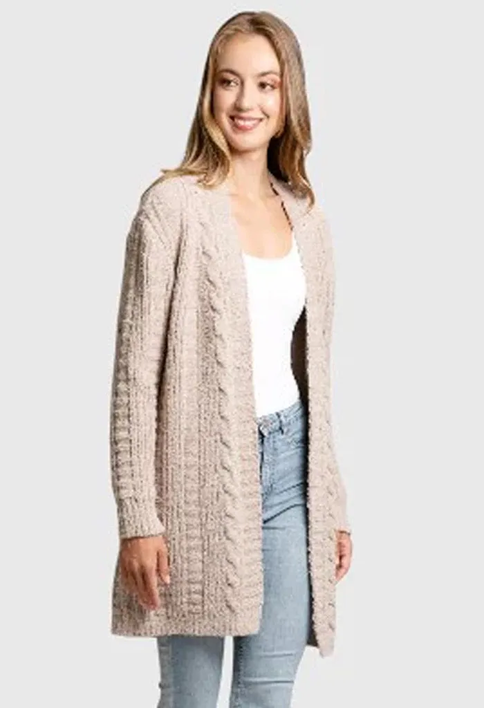 Twist Knit Cardigan-Beige