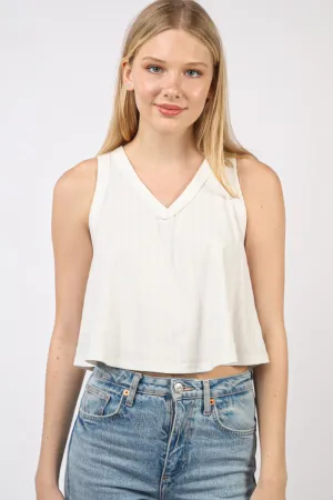 VERY J V-Neck Knit Swing Cropped Tank