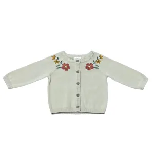 Viverano - Organic Cotton Knit Cardigan - Embroidered Floral