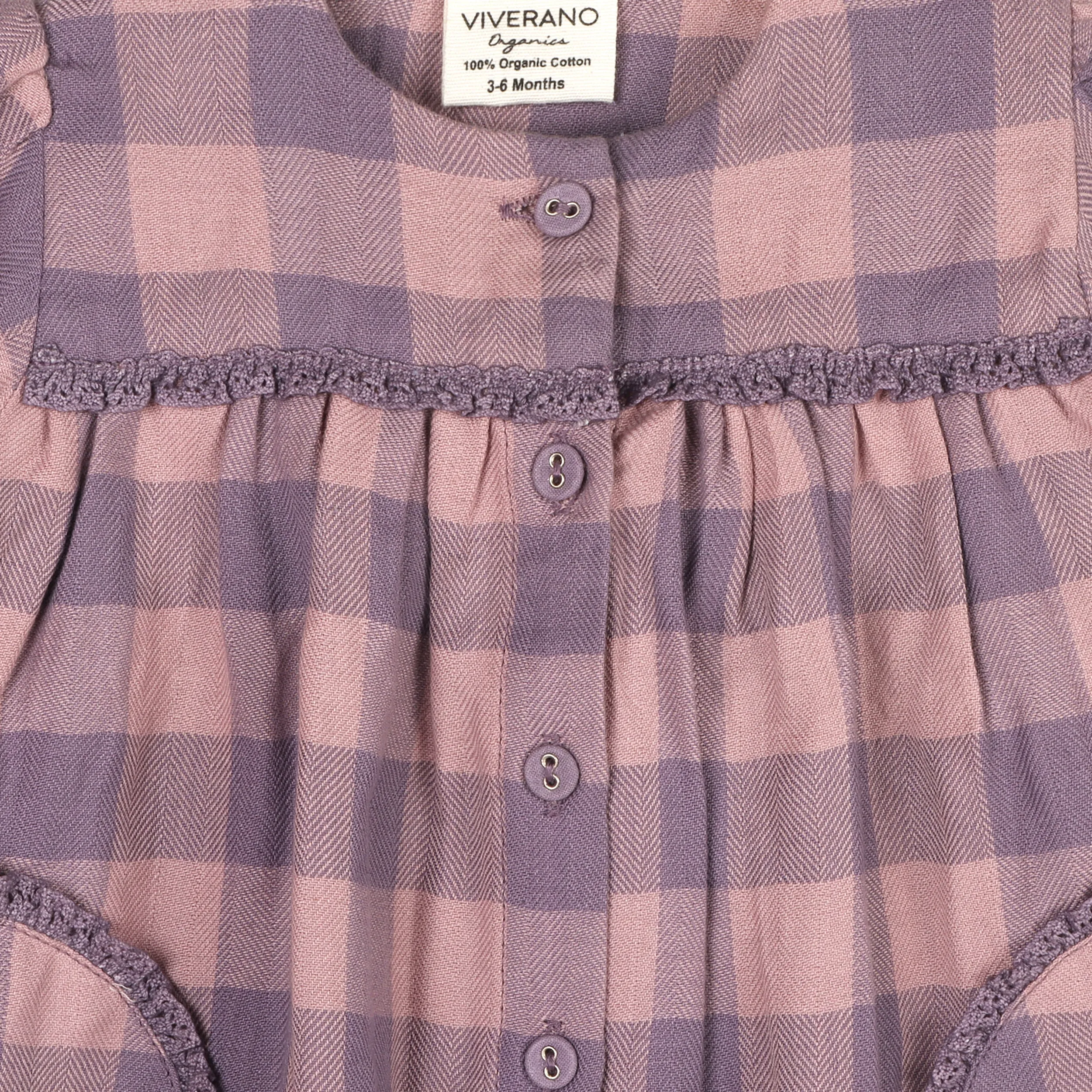 Viverano Organics Lace Gingham Baby Dress & Bloomer Set