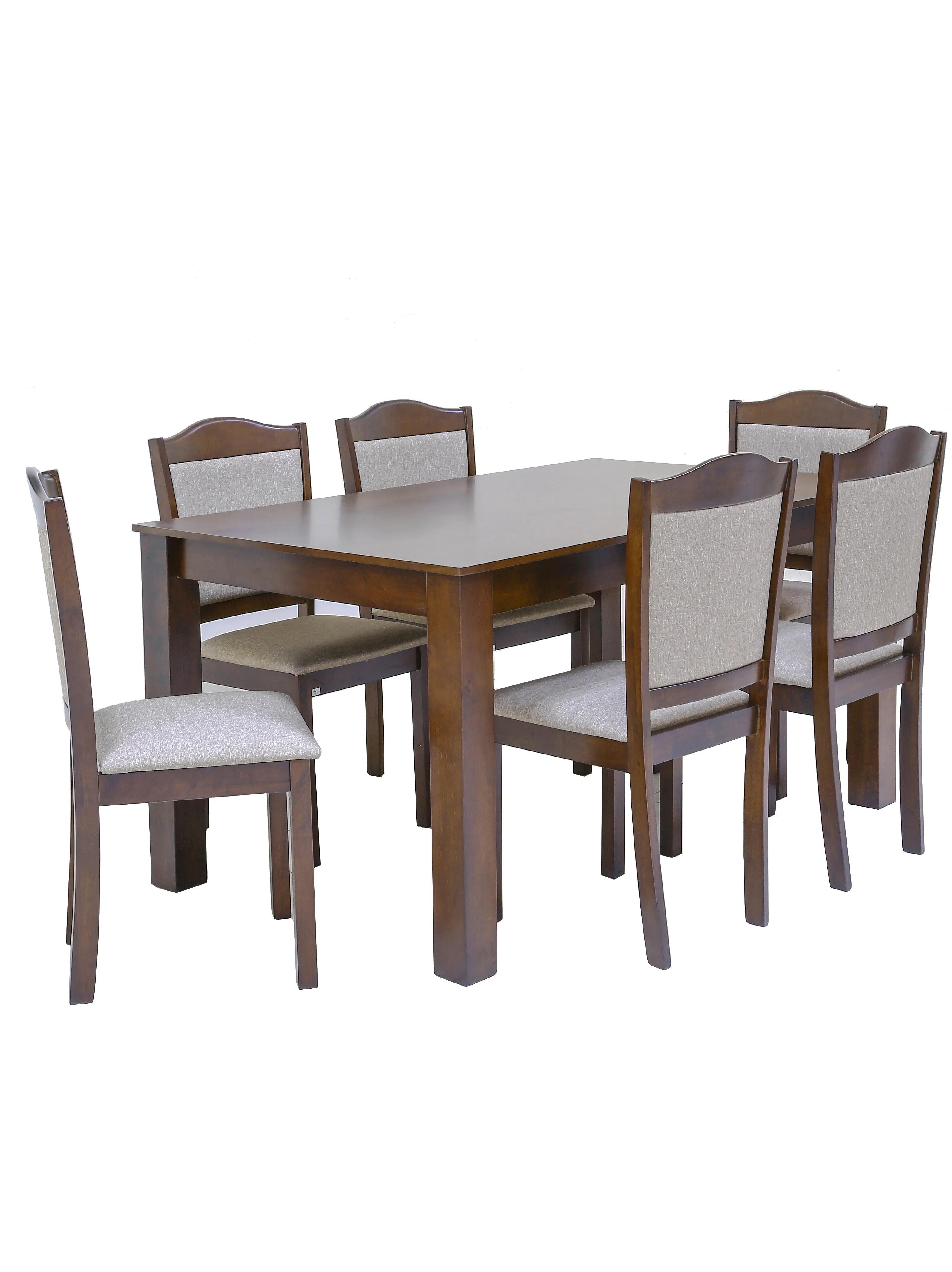 Winsor 7 Pieces Heavy Duty Rectangular Wooden Dining Set Modern Design 6 Seater Comfortable Chairs and 1 Table H76*L150*D90cm | Modern Dining Room and Kitchen - Dirty Oak 1 6