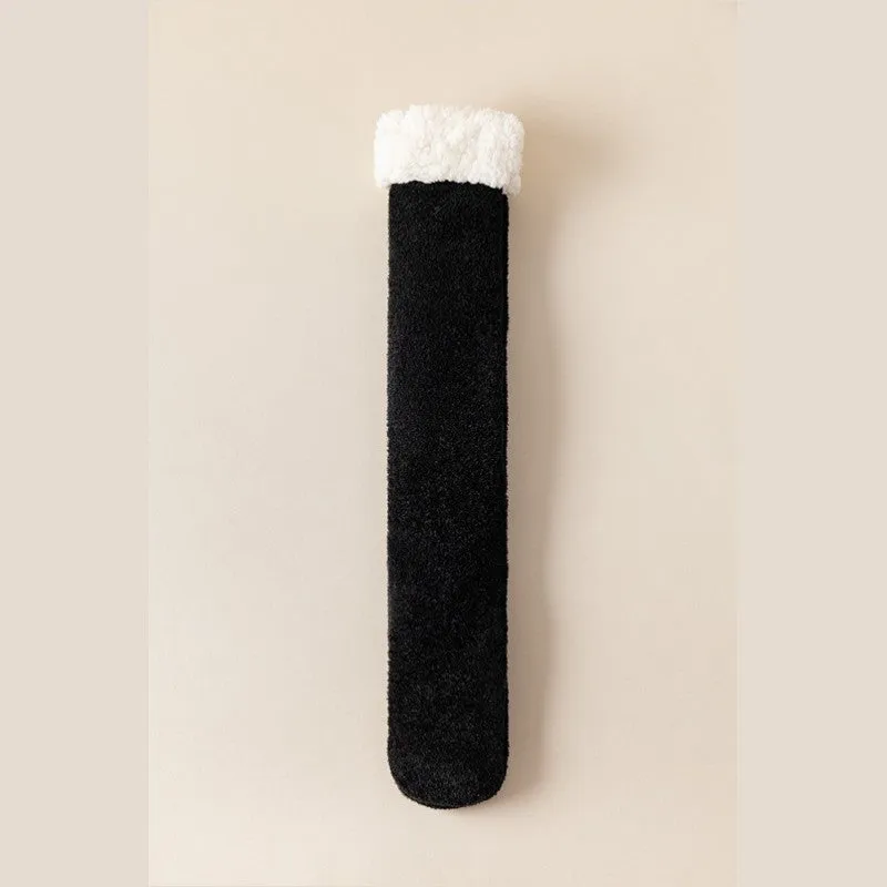 Winter Thick Lambswool Calf-length Socks Coral Fleece Warm Padded Thigh-high Socks