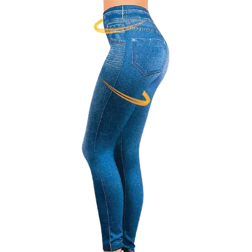 Women Winter Stretchy Seamless Fleece Lined Slim Denim Jeans Leggings