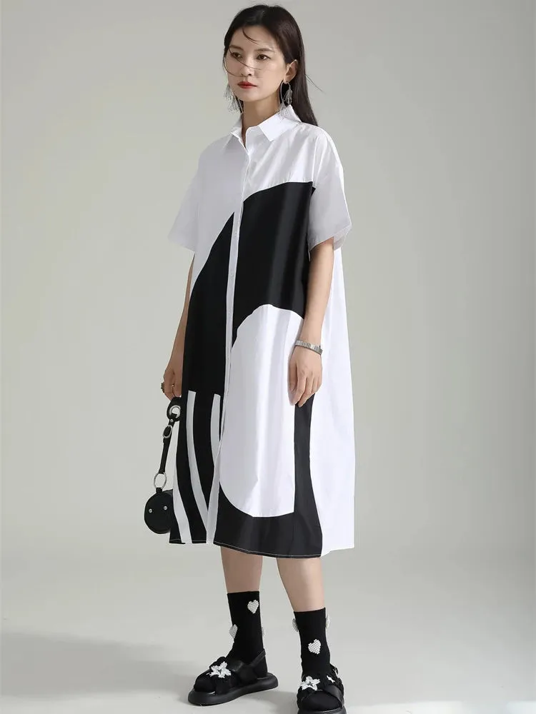 Women's Comfortable Chic White Oversized Blouse Dress