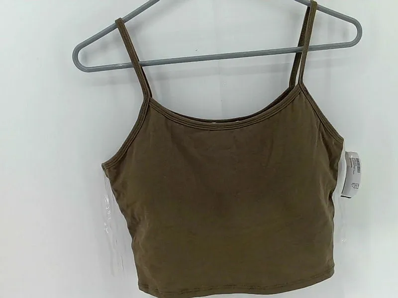 Women's Green Crop Top - Large Sleeveless Stretchy Strap